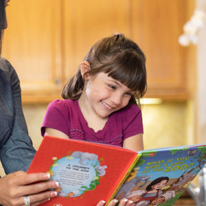 child reading book